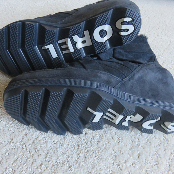 New Sorel Wedge Boots 2 tone Black Shearling 7 38 - Picture 4 of 8